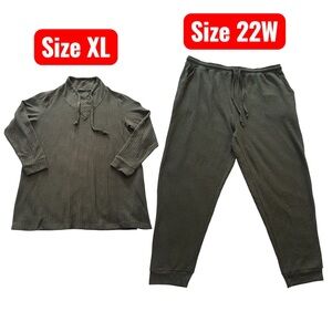 Olive Green Waffle Knit Jogger Pants